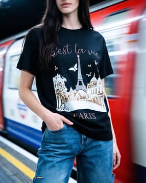 Shein Short Sleeve Graphic Front Print Crew Tshirt-picture-44