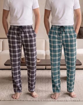 Shein Combo Of 2 Elasticated Drawstring Waist Checked Pyjama-picture-17