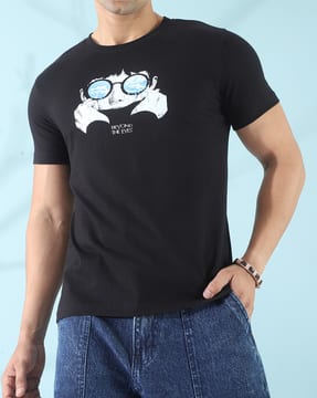 Shein Shein Men Short Sleeve Graphic Chest Print Crew Tshirt