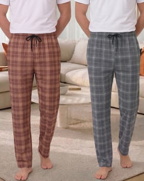 Shein Combo Of 2 Elasticated Drawstring Waist Checked Pyjama-picture-28