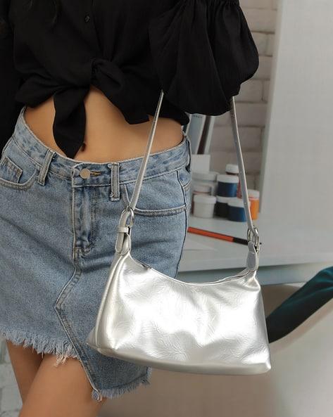 Shein Women Zip Closure Baguette Bag With Sling Strap