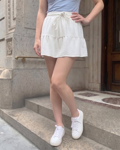 Shein Elasticated Drawstring Waist Flared Mini Skirt