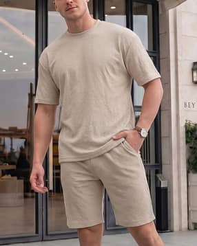 Shein Shein Short Sleeve Textured Crew Tshirt & Shorts