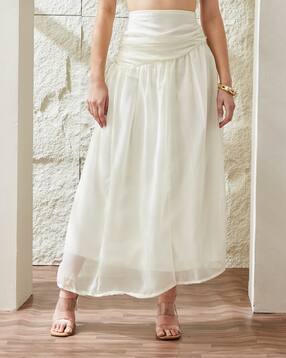 Shein High Waist Ruched Maxi A-line Skirt With Zip-picture-35
