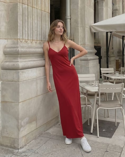 shein red silk dress SHEIN Belle Burgundy Red Off Shoulder Ruched Split Thigh Bridesmaid Dress, Wedding Guest Dress,Party Dress,Gown,Formal,Evening