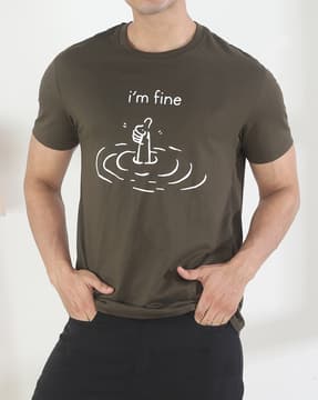 Shein Shein Men Short Sleeves Graphic Chest Print Crew Tshirt