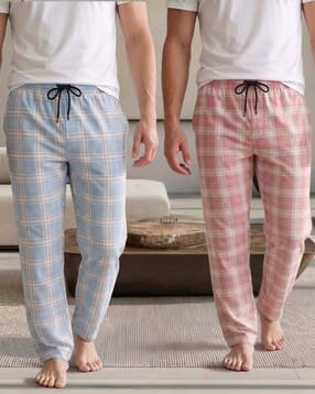 Shein Combo Of 2 Elasticated Drawstring Waist Checked Pyjama-picture-44