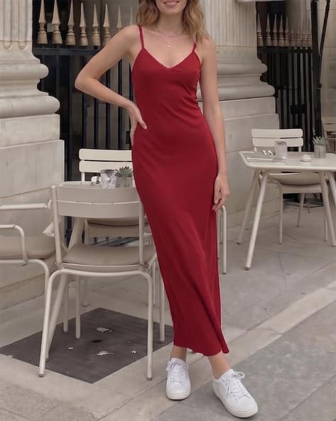 red maxi dress shein Elenzga Elegant Summer Red Maxi Dress For Women, Hollow-Out Mesh Splice Pleated A-Line Sleeveless Stand Collar Party Graduation Holiday Date Fashionable