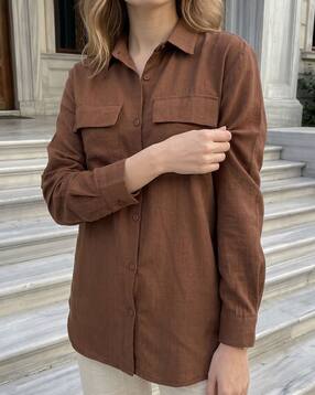 Shein Spread Collar Full Sleeve Shirt With Pocket-picture-29