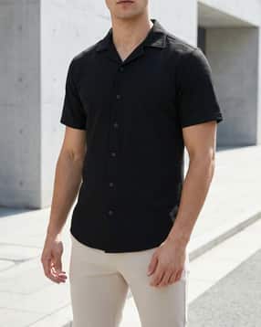Shein Cuban Collar Short Sleeve Self Design Shirt-picture-13