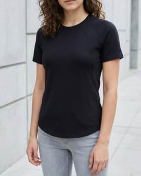 Shein Medium Length Raglan Sleeves Panelled Crew Tshirt-picture-26
