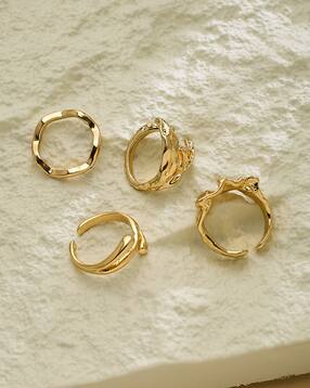 Shein Men Gold Combo of 4 Abstract Design Ring Set-picture-16
