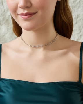 Shein Women Silver Twisted Wave Link Short Necklace-picture-42