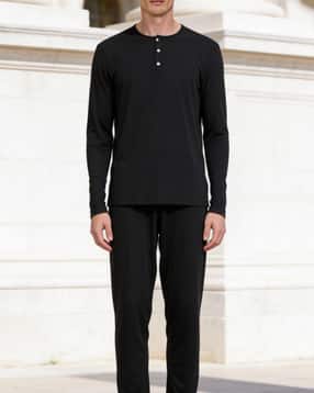 Shein Henley Neck Full Sleeve Tshirt & Pyjama Lounge Set-picture-36