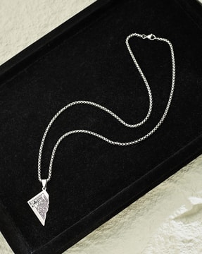 Shein Shein Men Elegant Silver Poker Card Pendant Chain