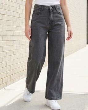 Shein Full Length Fly With Button Closure Stone Wash Jeans-picture-38