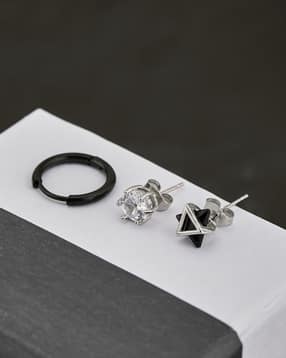 Shein Men Hoop & Star Shaped Stud Earrings Set-picture-19