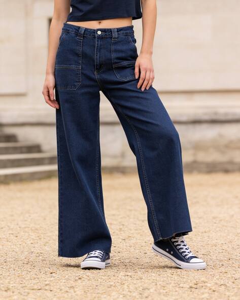 Shein Fly With Button Closure Raw Hem Light Wash Jeans