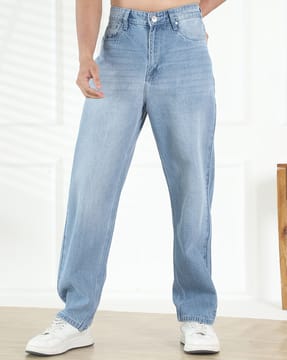 Shein Shein Men Full Length Fly With Button Closure Stone Wash Jeans