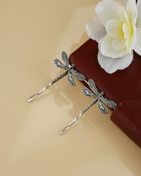Shein Women Combo of 2 Dragonfly Engraved Design Hair Pins-picture-44