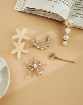 Shein Women Pearl & Rhinestone Ocean Shaped Hair Pins Set-picture-19
