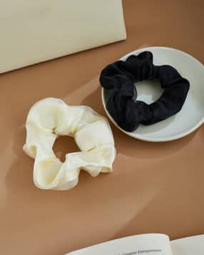 Shein Women Combo of 2 Sheer Ruched Design Scrunchies-picture-46