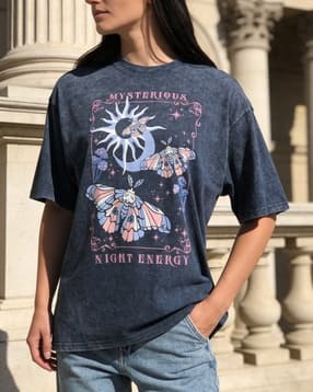 Shein Drop Shoulder Graphic Front Print Crew Tshirt-picture-13