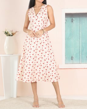 Shein Sleeveless Panelled Floral Print A-Line Dress-picture-27