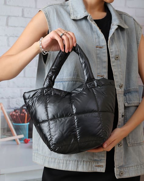 Shein Women Snap Button Closure Quilted Tote Bag