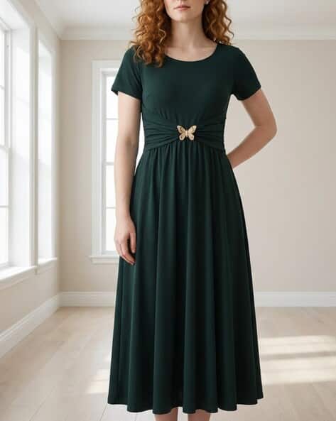 mint velvet dress Red Printed Puff Sleeve Maxi – iora Square Neck Midi Dress tiered ruffle hemline with US Size:38