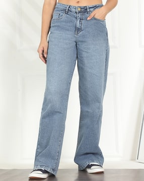 Shein Full Length Fly With Button Closure Stone Wash Jeans-picture-36