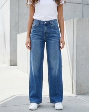 Shein Full Length Fly With Button Closure Mid Wash Jeans-picture-15