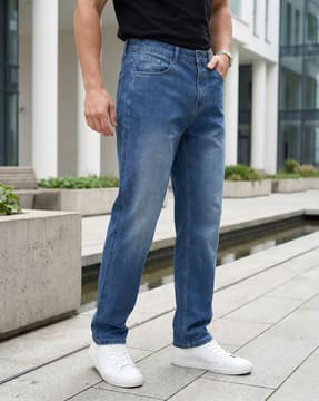 Shein Shein Men Full Length Fly with Button Closure Mid Wash Jeans