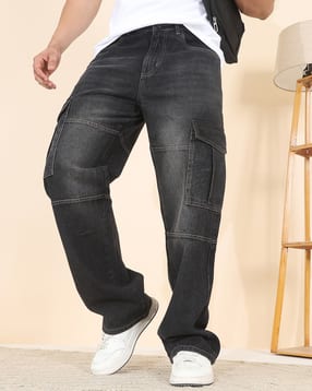 Shein Fly With Button Closure Mid Wash Cargo Jeans-picture-32