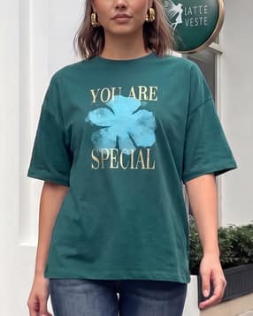 Shein Drop Shoulder Sleeve Floral Chest Print Crew Tshirt-picture-16