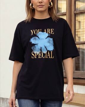Shein Drop Shoulder Sleeve Floral Chest Print Crew Tshirt-picture-43