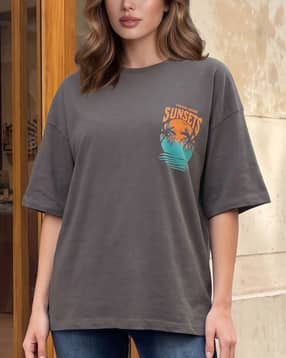 Shein Drop Shoulder Graphic Back Print Crew Tshirt-picture-32