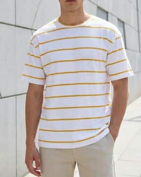 Shein Short Sleeve Contrast Striped Crew Tshirt-picture-17