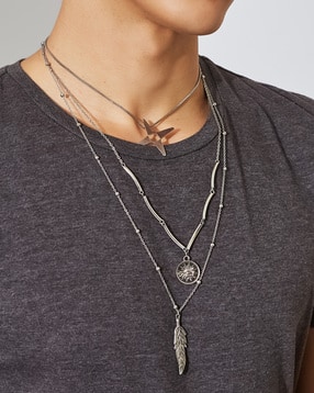 Shein Men Leaf Detail Sun Design Layered Chain-picture-31