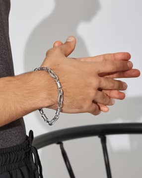 Shein Men Silver Industrial Chain Design Bracelet-picture-29