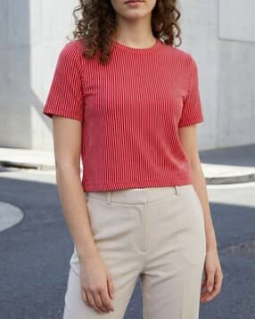Shein Short Sleeve Striped Crew Tshirt-picture-34