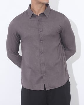 Shein Men Spread Collar Full Sleeve Curved Hem Shirt-picture-10