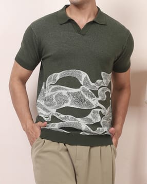 Shein Short Sleeves Abstract Self-Design Polo Tshirt-picture-45