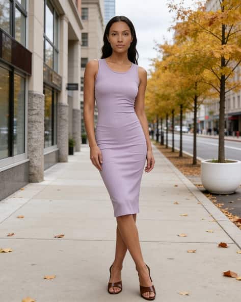 lavender midi bodycon dress Midi Dress One Shoulder Lavender Dress Vesper One-shoulder Bodycon Midi Dress With Bow Shoulder In