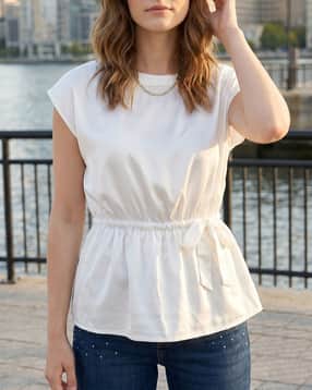 Shein Extended Sleeves Elasticated Waist Tie-Up Top-picture-13
