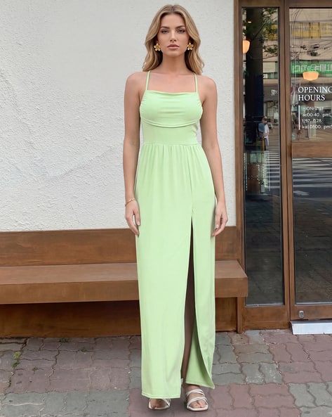 pista green dress for women Buy Dresses by Shein Online pista colour dress design