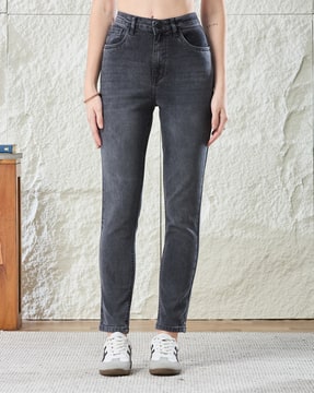 Shein Shein Women Ankle Length Fly With Button Closure Mid Wash Jeans