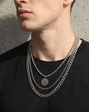 Shein Men Combo of 3 Coin Pendant Curb Chains-picture-14