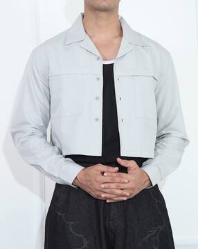 Shein Lapel Collar Panelled Shirt With Chest Pockets-picture-22
