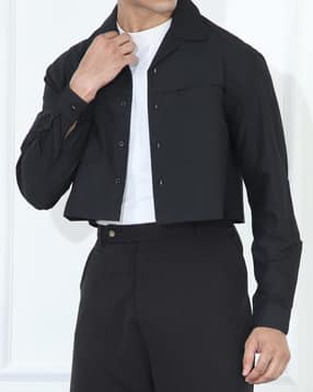 Shein Lapel Collar Panelled Shirt With Chest Pockets-picture-12